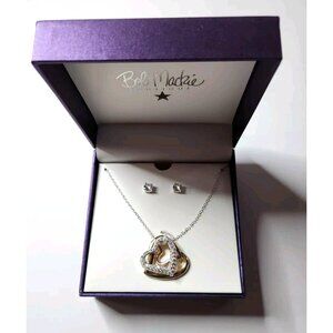 Bob Mackie Heart Pendant Necklace Stud Earrings New In Box Love Gift valentine